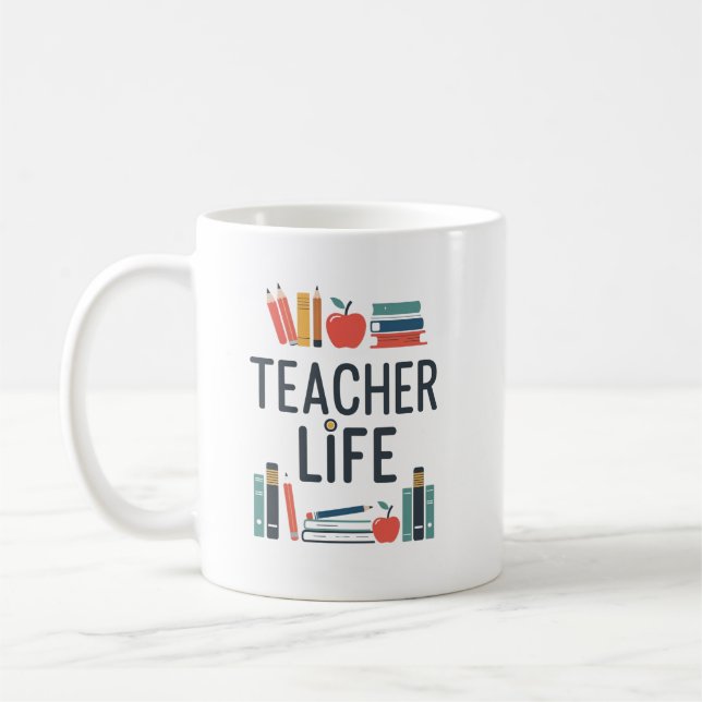 Teacher Life Modern Typography Design Kaffeetasse (Links)