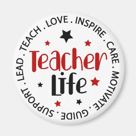 Teacher Life Round Magnet