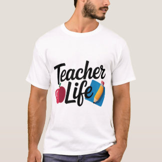 Teacher Life Shirt – Cute Apple & Pencil Design |