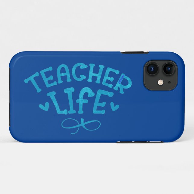 TEACHER LIFE typografisch Case-Mate iPhone Hülle (Rückseite (Horizontal))