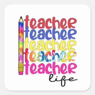 Teacher Life Wiederholte Muster - Stilvolle Erzieh Quadratischer Aufkleber