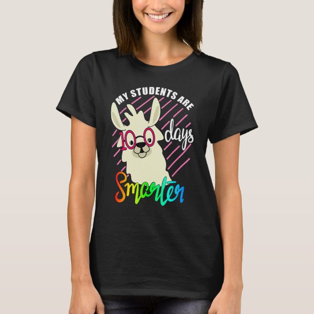 Teacher Llama lovers My Students are 100 Days smar T-Shirt (Vorderseite)