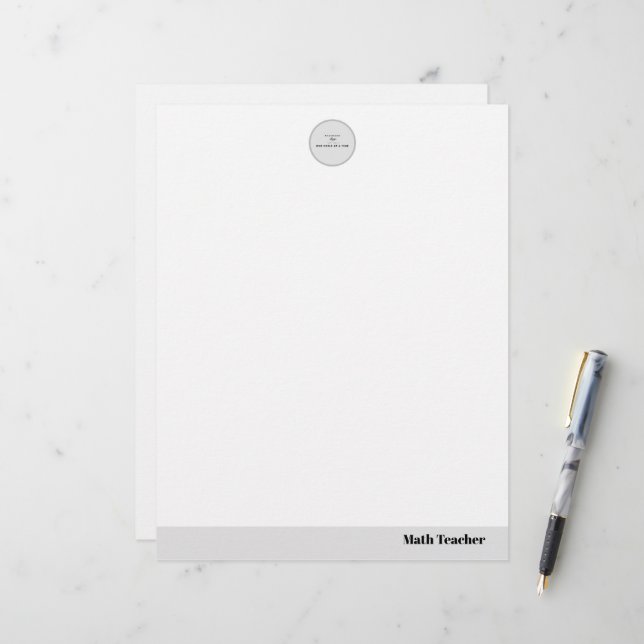 Teacher name elegant quote modern white frame briefbogen (Vorderseite/Rückseite Beispiel)