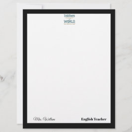 Teacher name elegant quote modern white frame briefbogen