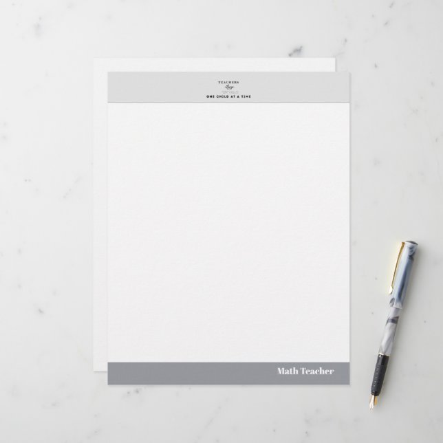 Teacher name elegant quote modern white frame briefbogen (Vorderseite/Rückseite Beispiel)