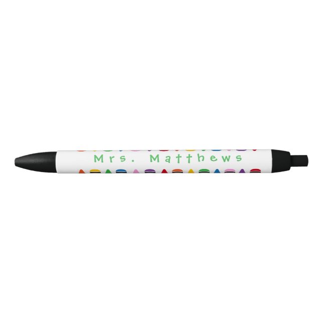Teacher Niedlich Color Crayon Monogram Green Pen Kugelschreiber (Vorderseite)
