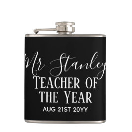 Teacher of the Year Personalized Modern Text Gift Flachmann