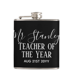 Teacher of the Year Personalized Modern Text Gift Flachmann