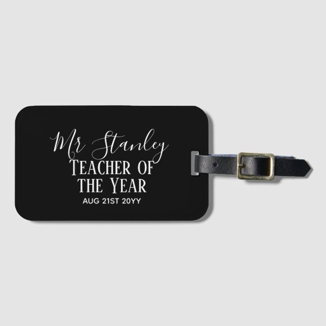 Teacher of the Year Personalized Modern Text Gift Gepäckanhänger (Vorderseite (Horizontal))