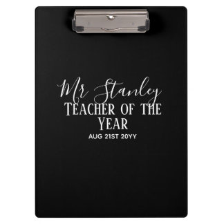 Teacher of the Year Personalized Modern Text Gift Klemmbrett