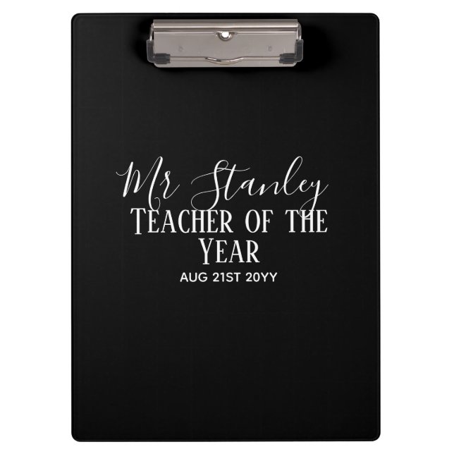 Teacher of the Year Personalized Modern Text Gift Klemmbrett (Vorderseite)