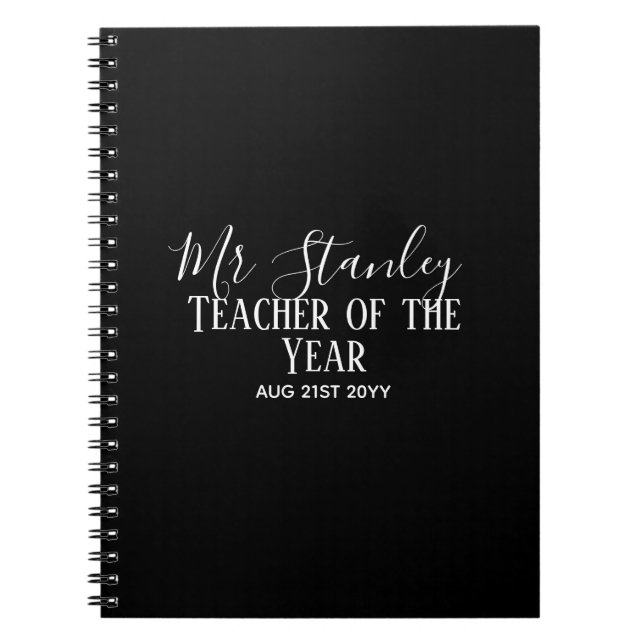 Teacher of the Year Personalized Modern Text Gift Notizblock (Vorderseite)