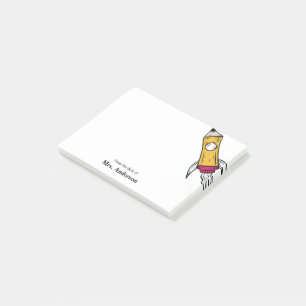 Teacher Pencil Raumschiff-Raketenschule Post-it Klebezettel