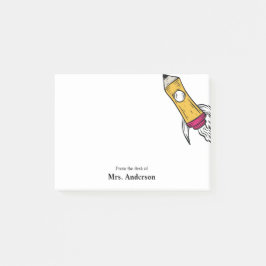 Teacher Pencil Spaceship Rocket School Post-it Klebezettel
