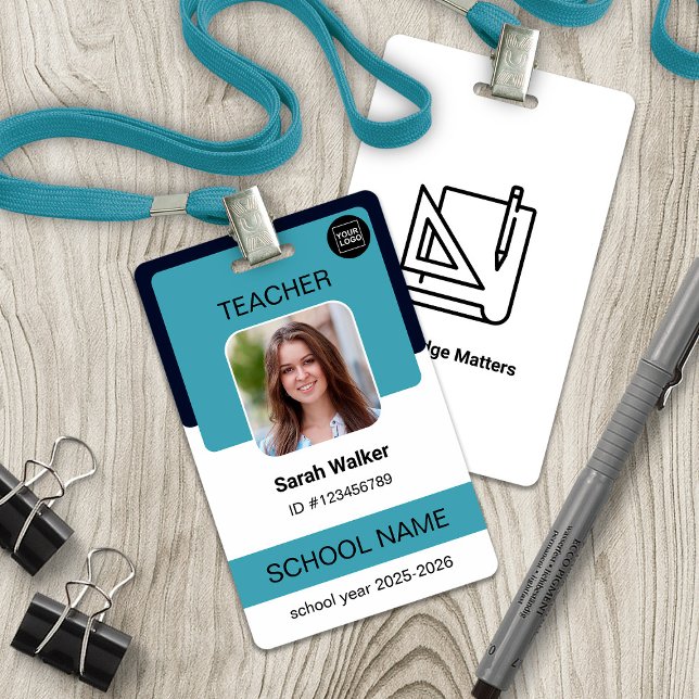 Teacher Photo ID Badge - School Staff - Dusty Blue Ausweis (Teacher Photo ID Badge - School Staff - Dusty Blue)