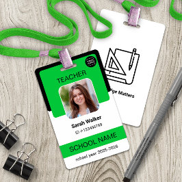 Teacher Photo ID Badge – School Staff - Green Ausweis