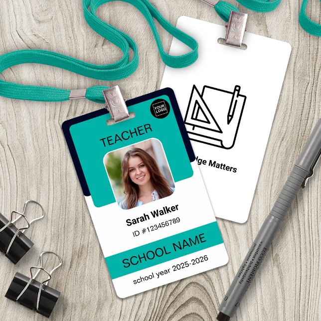 Teacher Photo ID Badge - School Staff - Mint Blue Ausweis (Teacher Photo ID Badge - School Staff - Mint Blue)