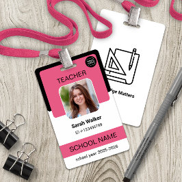 Teacher Photo ID Badge – School Staff - Pink Ausweis