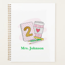 Teacher Pink Notebook Kaffeeplaner zweiter Klasse Planer