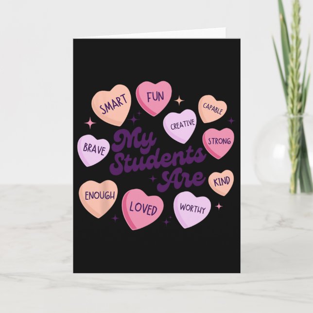 Teacher Positive Affirmations Valentine Candy Hear Karte (Vorderseite)