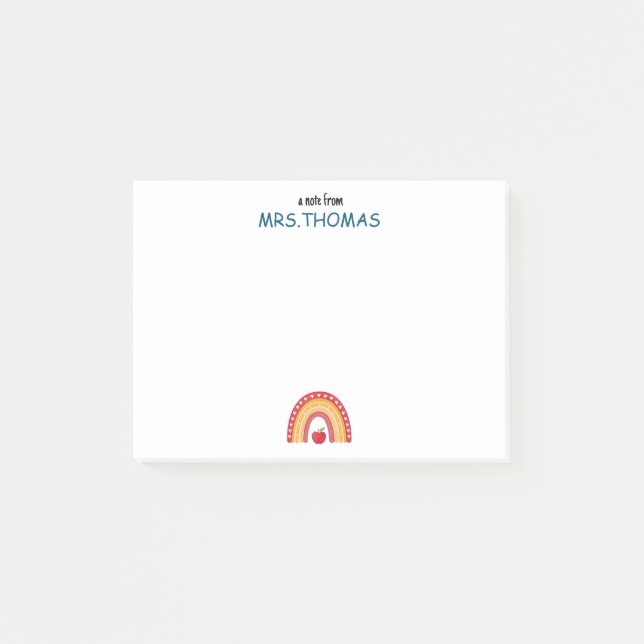 Teacher Post-it Notes – Personalized Rainbow Desig Post-it Klebezettel (Vorderseite)