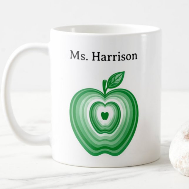 Teacher Professor Custom Name Green Apple Gift Kaffeetasse (Von Creator hochgeladen)