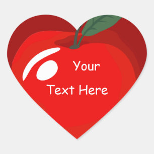 Teacher Red Apple Heart Shape Sticker