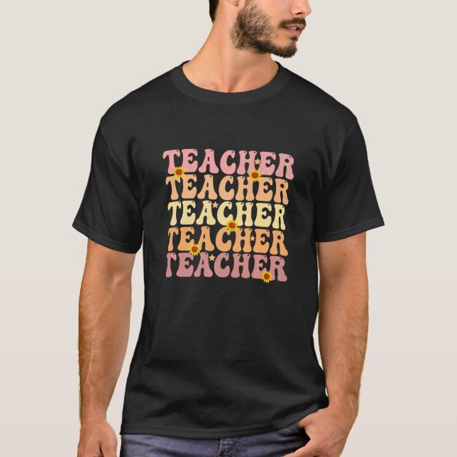 Teacher Retro Groovy T-Shirt (Vorderseite)