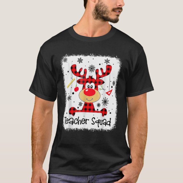 Teacher Squad Cute Red Plaid Reindeer Snow  Christ T-Shirt (Vorderseite)