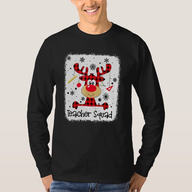 Teacher Squad Cute Red Plaid Reindeer Snow  Christ T-Shirt (Vorderseite)