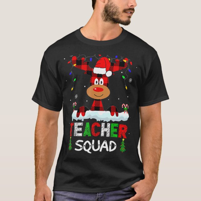 Teacher Squad Reindeer Teach school santa Christma T-Shirt (Vorderseite)