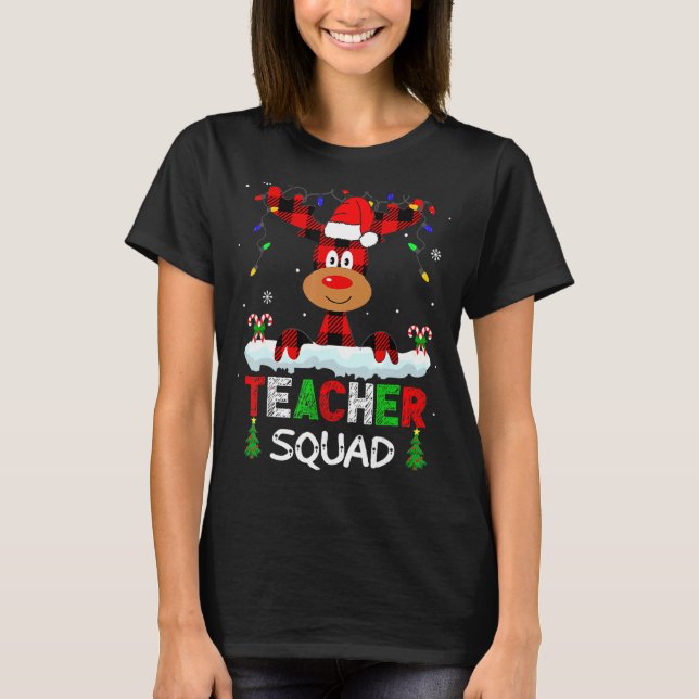 Teacher Squad Reindeer Teach school santa Christma T-Shirt (Vorderseite)