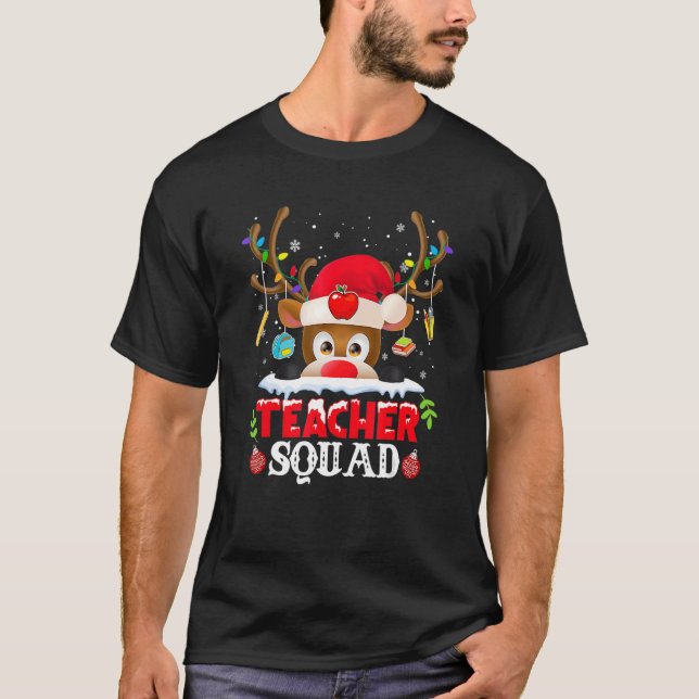 Teacher Squad Reindeer  Teacher Christmas For Men  T-Shirt (Vorderseite)