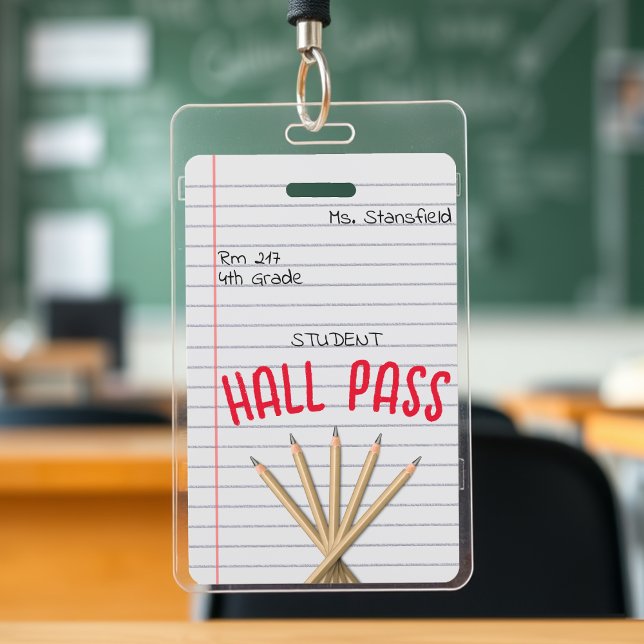 Teacher Student Paper Classroom Bathroom Hall Pass Ausweis (Teacher Student Paper Classroom Bathroom Hall Pass Badge
)