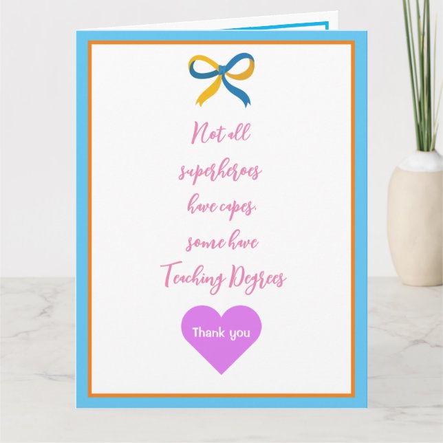 Teacher Super Hero Vielen Dank Karte (Vorderseite)