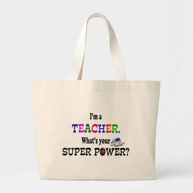 Teacher Super Power Jumbo Stoffbeutel (Vorne)