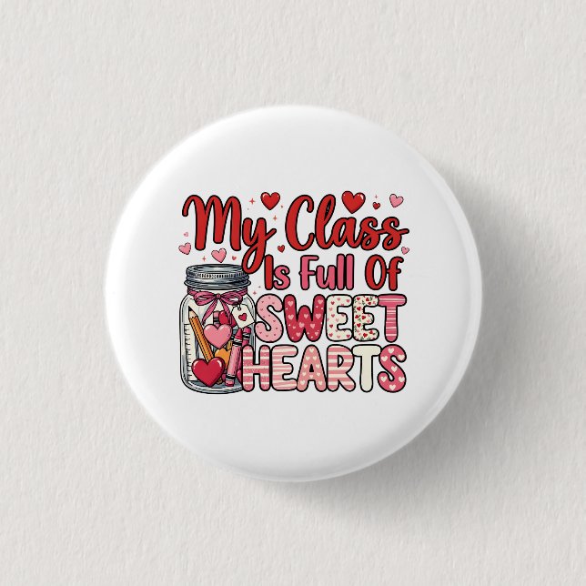 Teacher Sweet Heart Valentine's Button (Vorderseite)