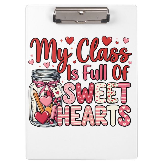 Teacher Sweet Heart Valentine's Clipboard Klemmbrett (Vorderseite)