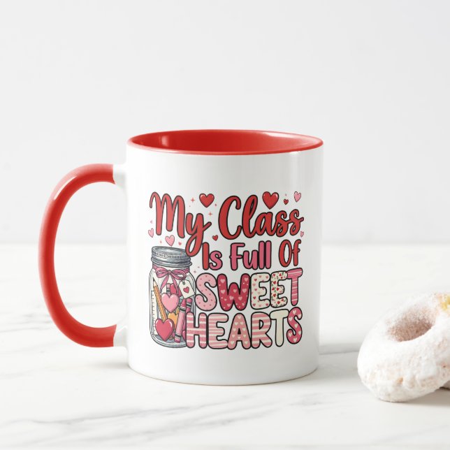 Teacher Sweet Heart Valentine's Mug Tasse (Mit Donut)