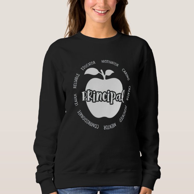 Teacher Team Back To School Apple Principal Typogr Sweatshirt (Vorderseite)