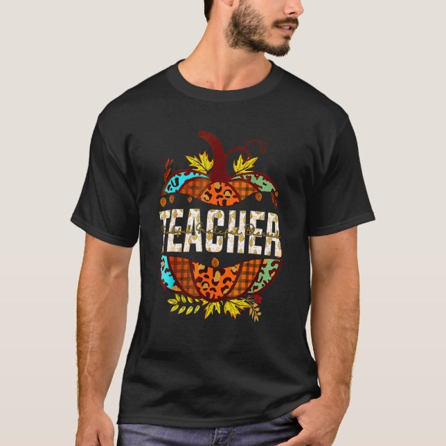 Teacher Thankful Grateful Blessed Fall Pumpkin Aut T-Shirt (Vorderseite)