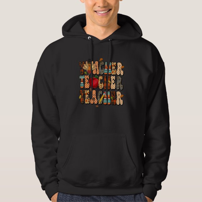 Teacher Thanksgiving Retro Fall Autumn Leopard App Hoodie (Vorderseite)