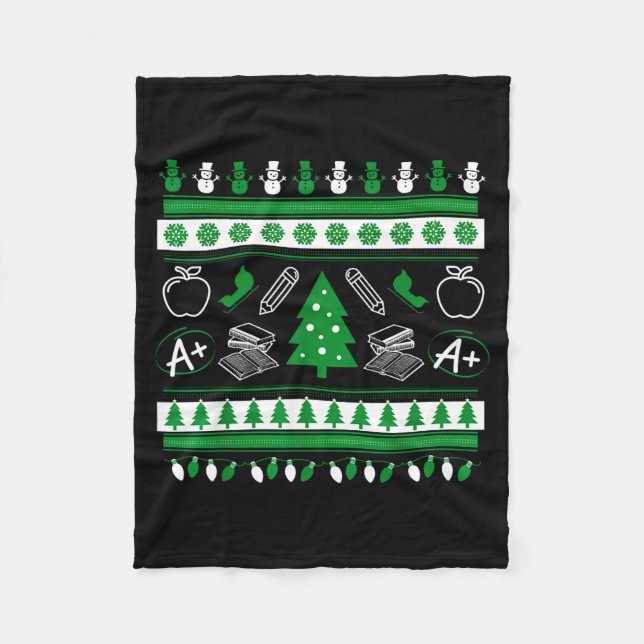 Teacher Ugly Christmas Sweater Instructor Elementa Fleecedecke (Vorderseite)