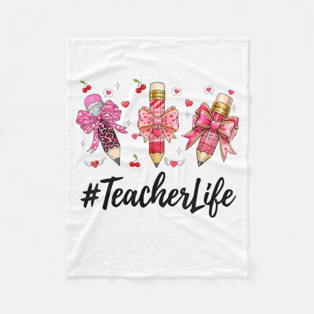 Teacher Valentine Coquette Bow Teacher Valentines  Fleecedecke (Vorderseite)