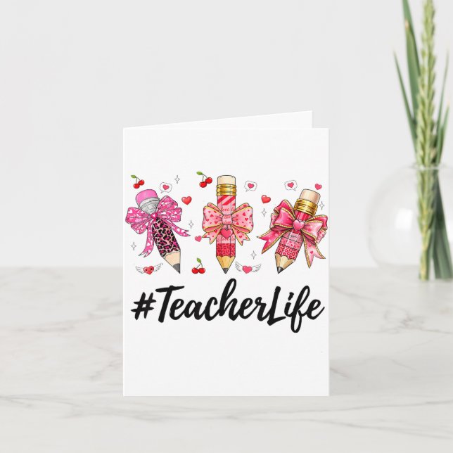 Teacher Valentine Coquette Bow Teacher Valentines  Karte (Vorderseite)