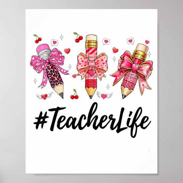 Teacher Valentine Coquette Bow Teacher Valentines  Poster (Vorne)