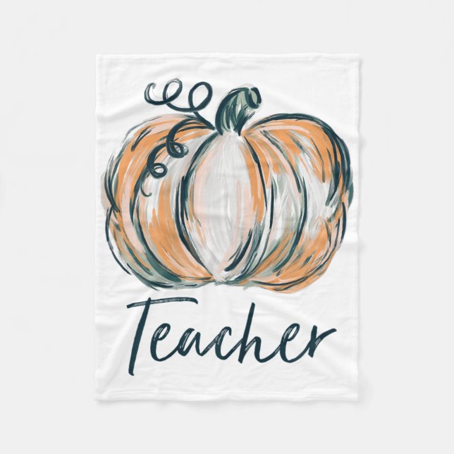 Teacher Watercolor Pumpkin Fall Erntedank Hallo Fleecedecke (Vorderseite)