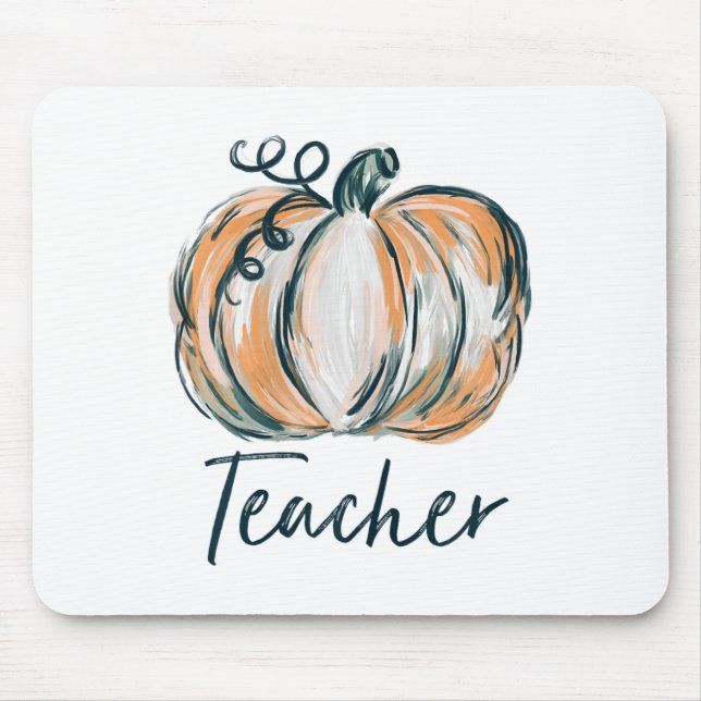 Teacher Watercolor Pumpkin Fall Erntedank Hallo Mousepad (Vorne)