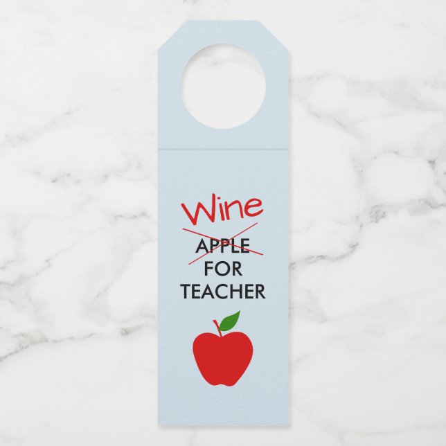 Teacher Wine Bottle Hanger Geschenk Etikett Flaschenanhänger (Vorderseite)