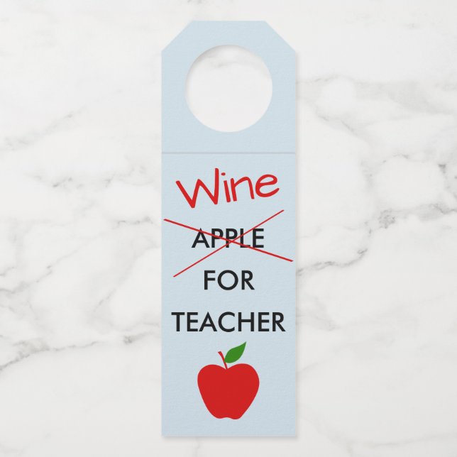 Teacher Wine Bottle Hanger Geschenk Etikett Flaschenanhänger (Vorderseite)